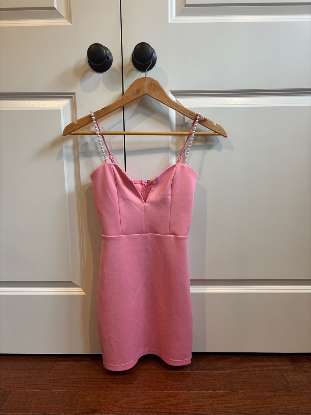 Pink Pearl Strap Mini Dress